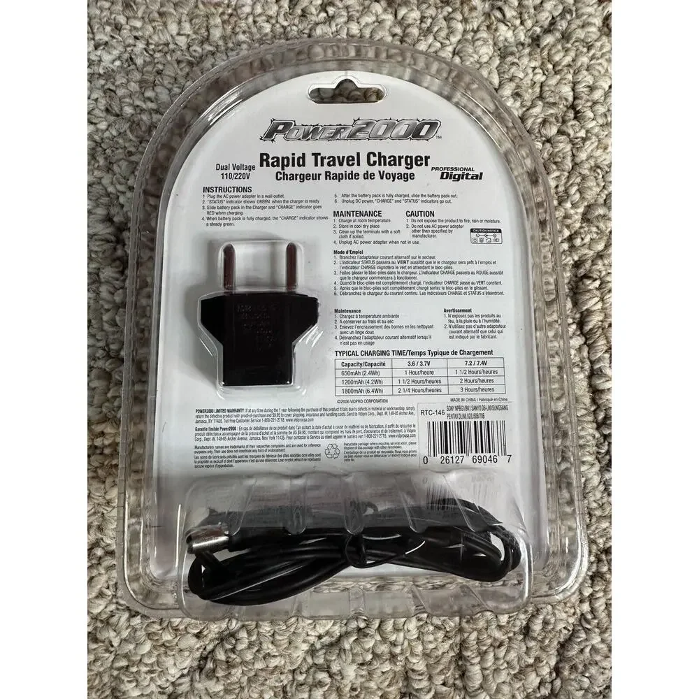 Power2000 RAPID TRAVEL CHARGER RTC-146 for SONY, SANYO, PENTAX, OLYMPUS, SAMSUNG